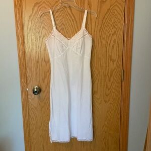 Adonna - White Full Slip With Lace and Embroidered Trim